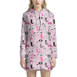 Pink Girly Mermaid Pattern Print Hoodie Dress