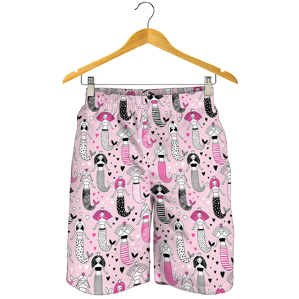 Pink Girly Mermaid Pattern Print Men's Shorts