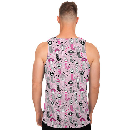 Pink Girly Mermaid Pattern Print Men's Tank Top