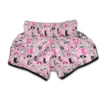 Pink Girly Mermaid Pattern Print Muay Thai Boxing Shorts