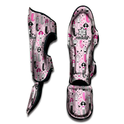 Pink Girly Mermaid Pattern Print Muay Thai Shin Guard