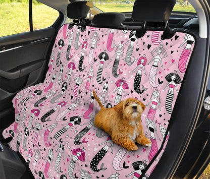 Pink Girly Mermaid Pattern Print Pet Car Back Seat Cover