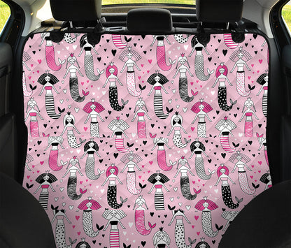 Pink Girly Mermaid Pattern Print Pet Car Back Seat Cover