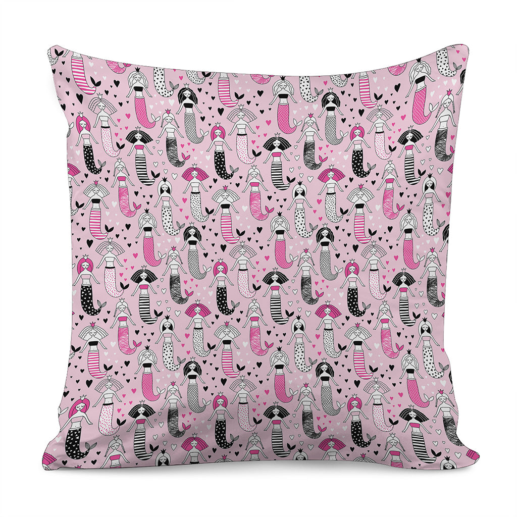 Pink Girly Mermaid Pattern Print Pillow Cover