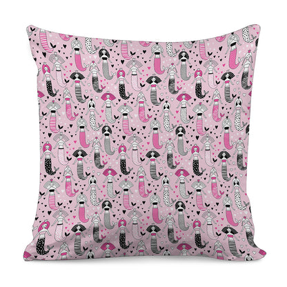 Pink Girly Mermaid Pattern Print Pillow Cover
