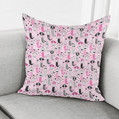 Pink Girly Mermaid Pattern Print Pillow Cover