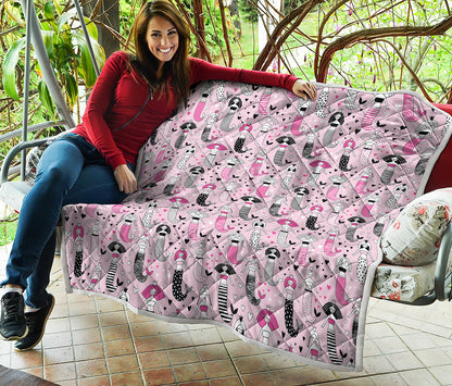 Pink Girly Mermaid Pattern Print Quilt