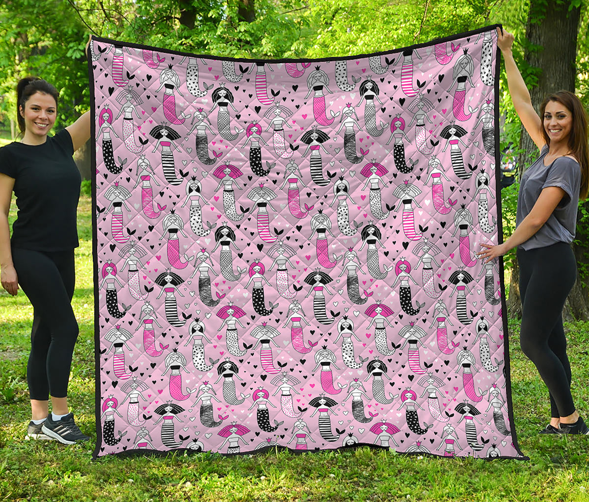 Pink Girly Mermaid Pattern Print Quilt