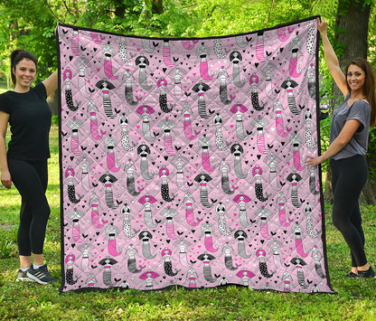 Pink Girly Mermaid Pattern Print Quilt