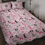 Pink Girly Mermaid Pattern Print Quilt Bed Set