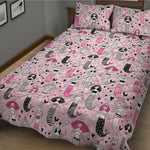 Pink Girly Mermaid Pattern Print Quilt Bed Set