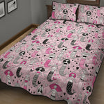 Pink Girly Mermaid Pattern Print Quilt Bed Set