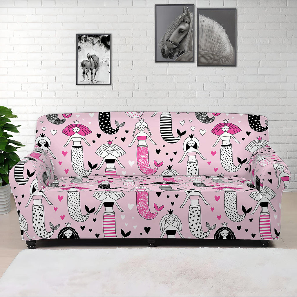 Pink Girly Mermaid Pattern Print Sofa Cover