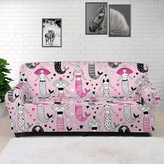 Pink Girly Mermaid Pattern Print Sofa Cover