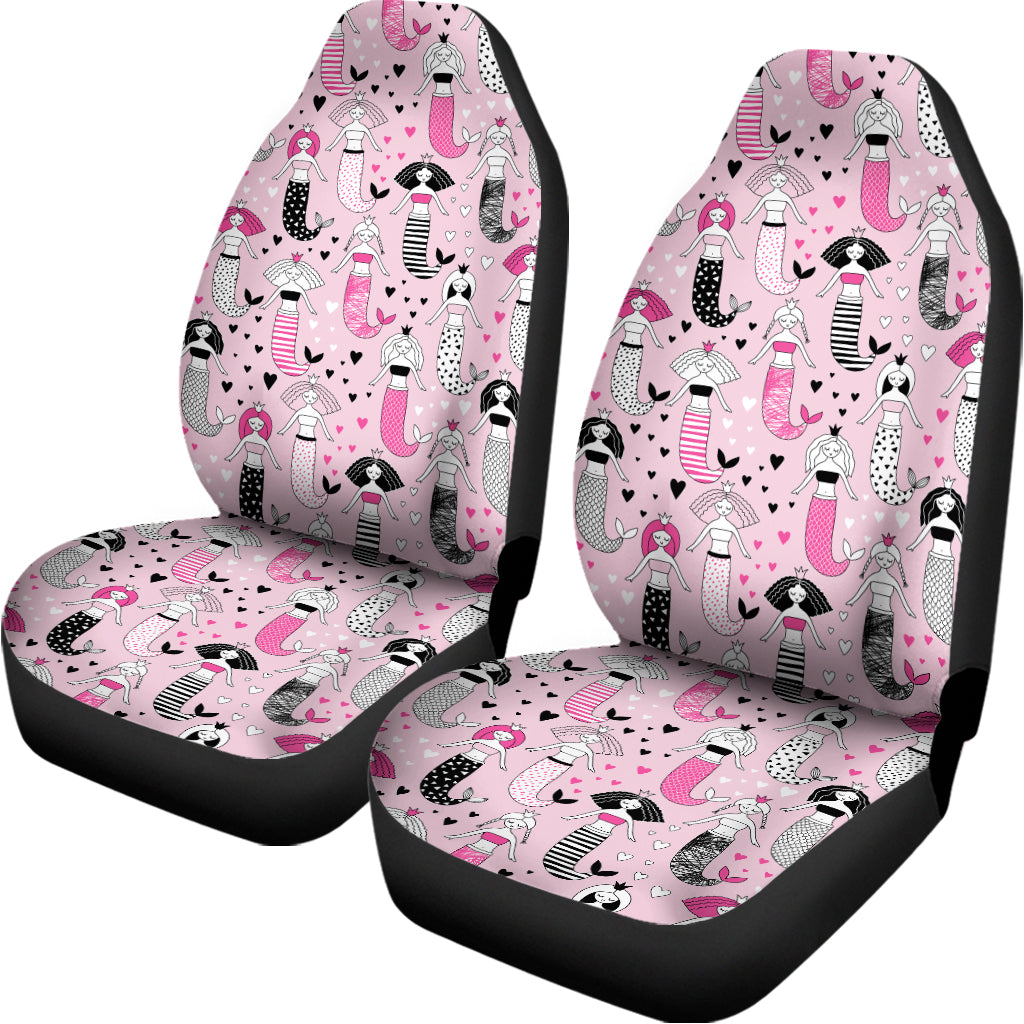 Pink Girly Mermaid Pattern Print Universal Fit Car Seat Covers