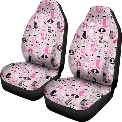 Pink Girly Mermaid Pattern Print Universal Fit Car Seat Covers