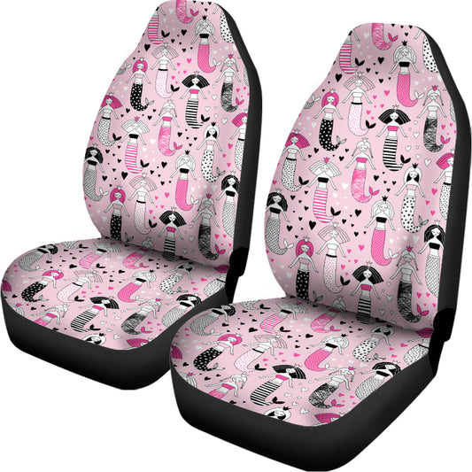 Pink Girly Mermaid Pattern Print Universal Fit Car Seat Covers