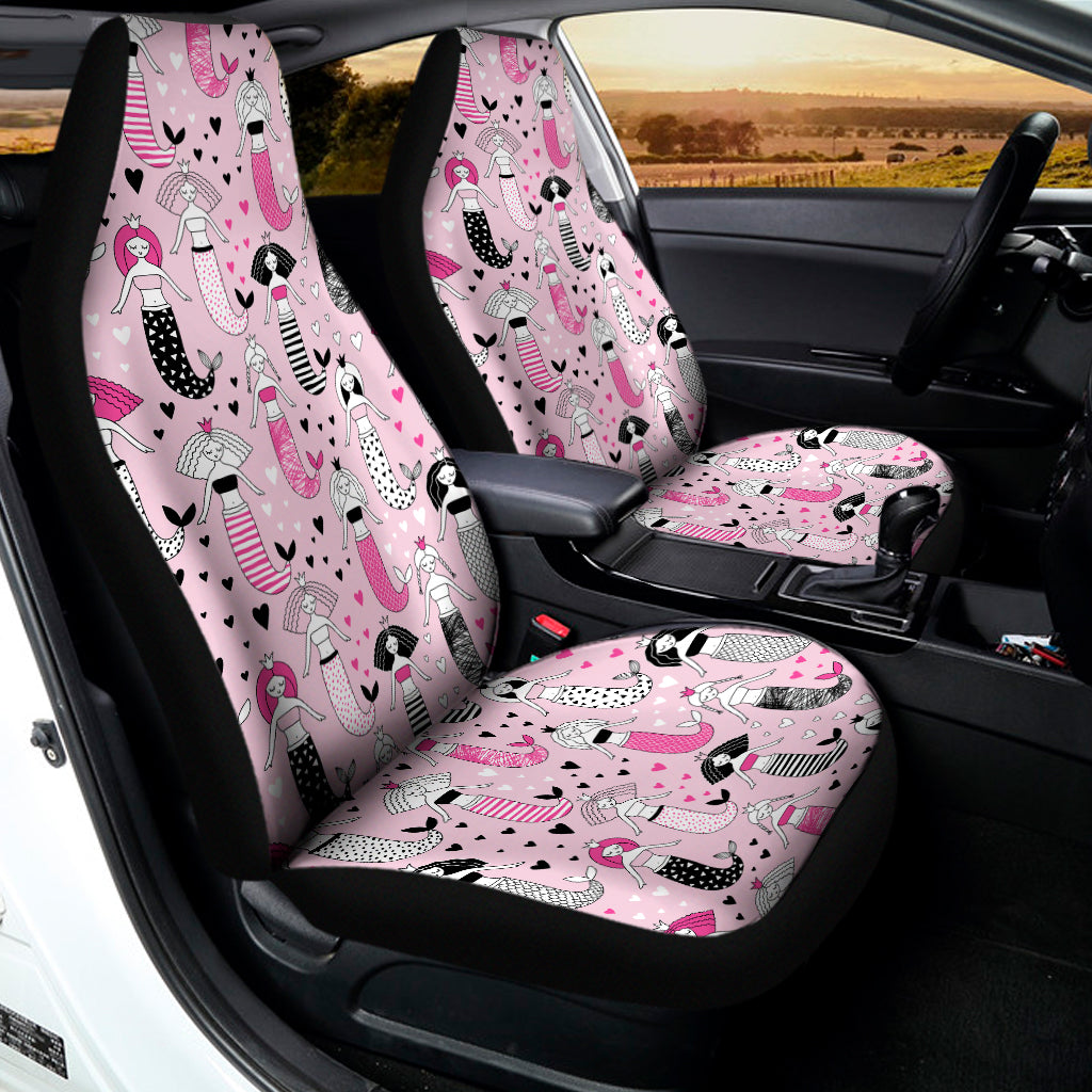 Pink Girly Mermaid Pattern Print Universal Fit Car Seat Covers
