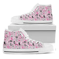 Pink Girly Mermaid Pattern Print White High Top Sneakers
