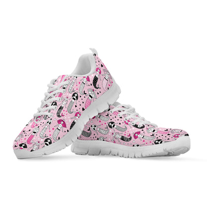 Pink Girly Mermaid Pattern Print White Sneakers