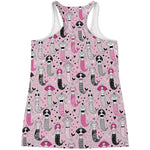 Pink Girly Mermaid Pattern Print Women's Racerback Tank Top