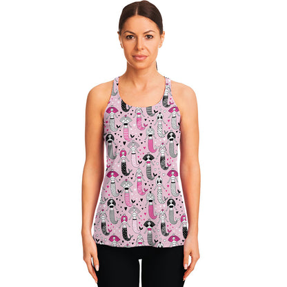 Pink Girly Mermaid Pattern Print Women's Racerback Tank Top