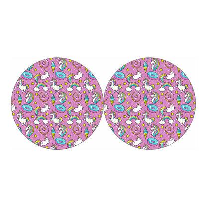 Pink Girly Unicorn Donut Pattern Print Car Coasters