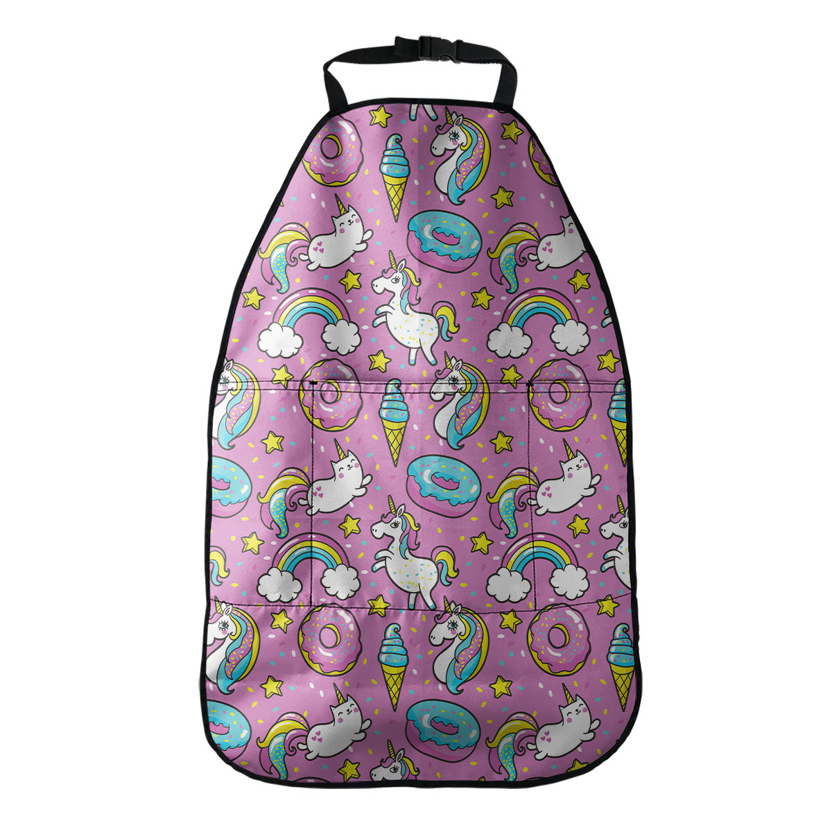 Pink Girly Unicorn Donut Pattern Print Car Seat Organizers
