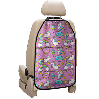 Pink Girly Unicorn Donut Pattern Print Car Seat Organizers