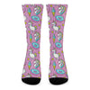 Pink Girly Unicorn Donut Pattern Print Crew Socks