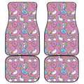 Pink Girly Unicorn Donut Pattern Print Front and Back Car Floor Mats