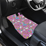 Pink Girly Unicorn Donut Pattern Print Front Car Floor Mats