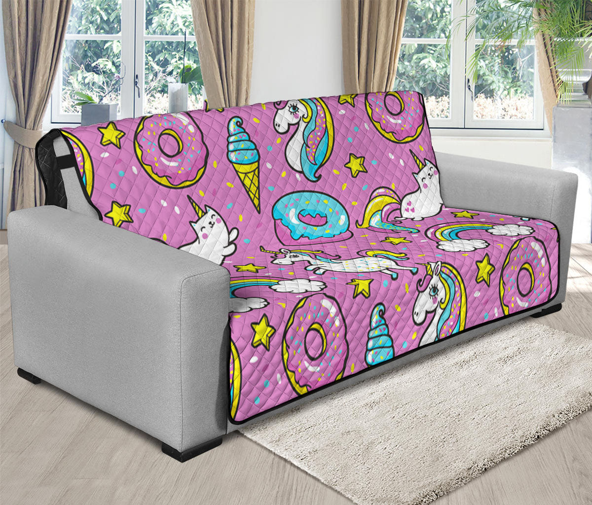 Pink Girly Unicorn Donut Pattern Print Futon Protector