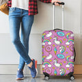 Pink Girly Unicorn Donut Pattern Print Luggage Cover