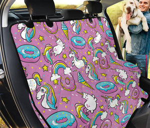 Pink Girly Unicorn Donut Pattern Print Pet Car Back Seat Cover