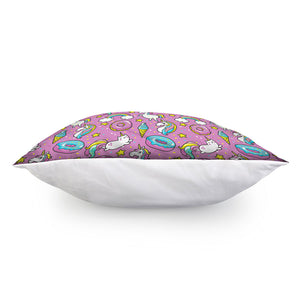 Pink Girly Unicorn Donut Pattern Print Pillow Cover