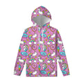 Pink Girly Unicorn Donut Pattern Print Pullover Hoodie