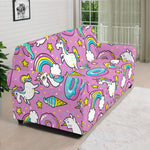 Pink Girly Unicorn Donut Pattern Print Sofa Cover