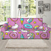 Pink Girly Unicorn Donut Pattern Print Sofa Slipcover