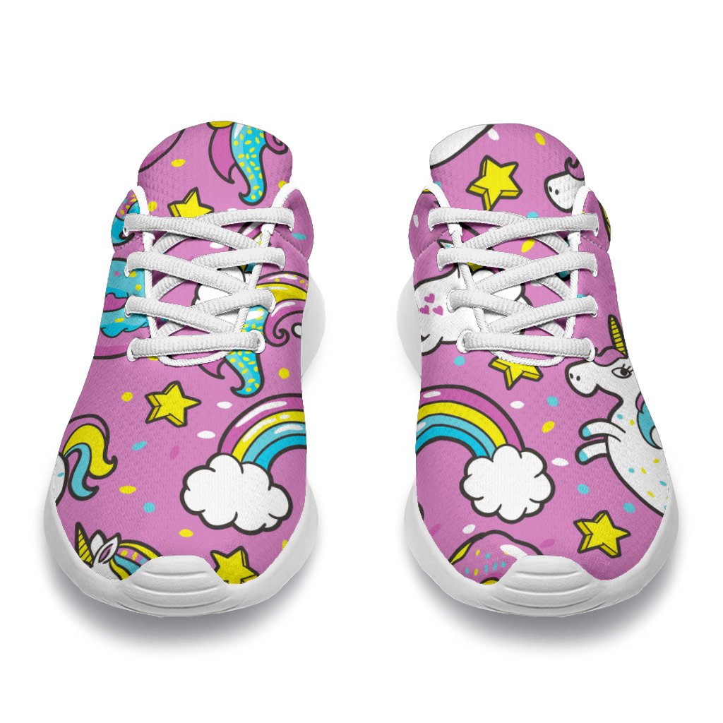 Pink Girly Unicorn Donut Pattern Print Sport Shoes GearFrost