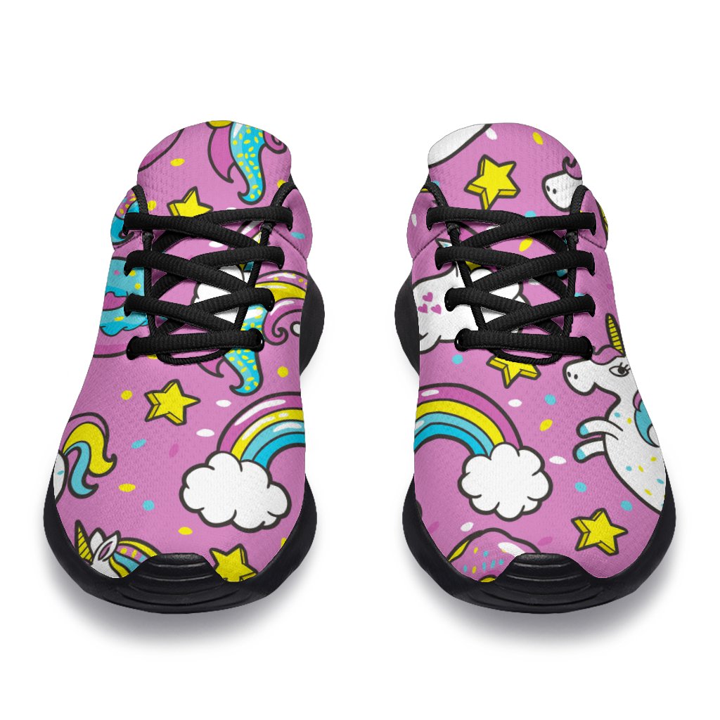 Pink Girly Unicorn Donut Pattern Print Sport Shoes GearFrost