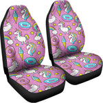 Pink Girly Unicorn Donut Pattern Print Universal Fit Car Seat Covers