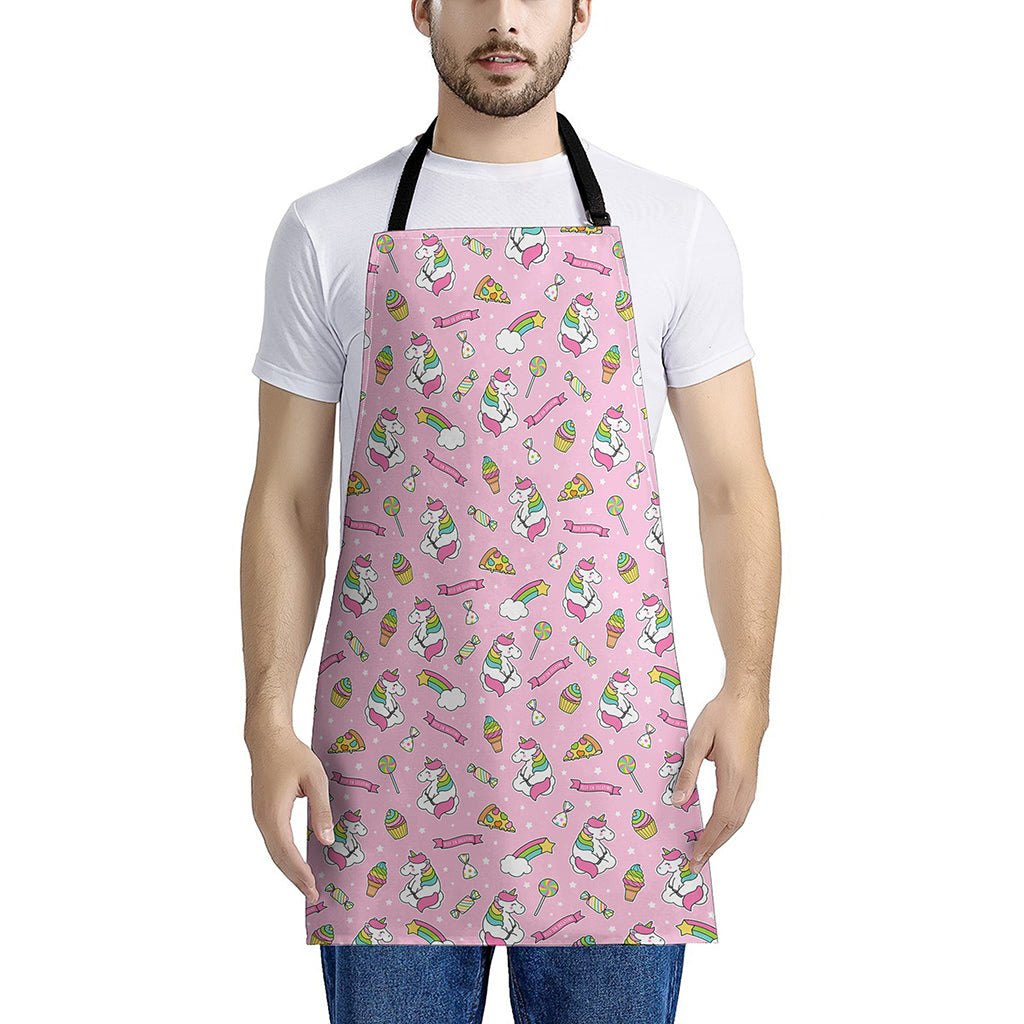 Pink Girly Unicorn Pattern Print Apron