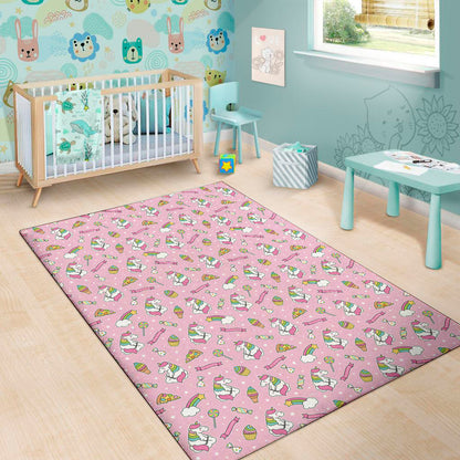 Pink Girly Unicorn Pattern Print Area Rug