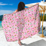 Pink Girly Unicorn Pattern Print Beach Sarong Wrap