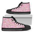 Pink Girly Unicorn Pattern Print Black High Top Sneakers