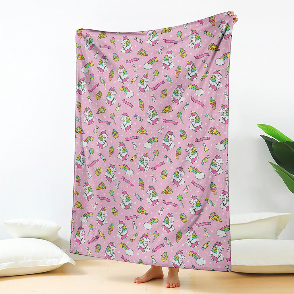 Pink Girly Unicorn Pattern Print Blanket