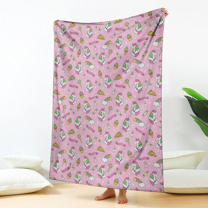 Pink Girly Unicorn Pattern Print Blanket
