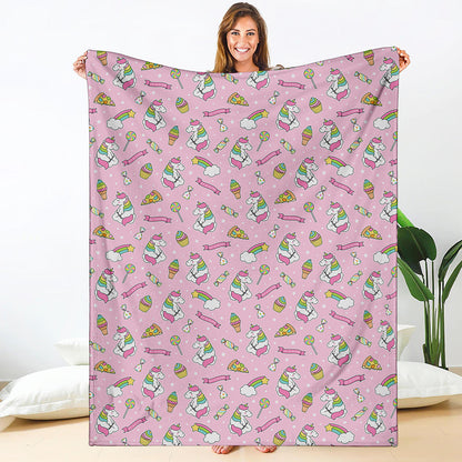 Pink Girly Unicorn Pattern Print Blanket