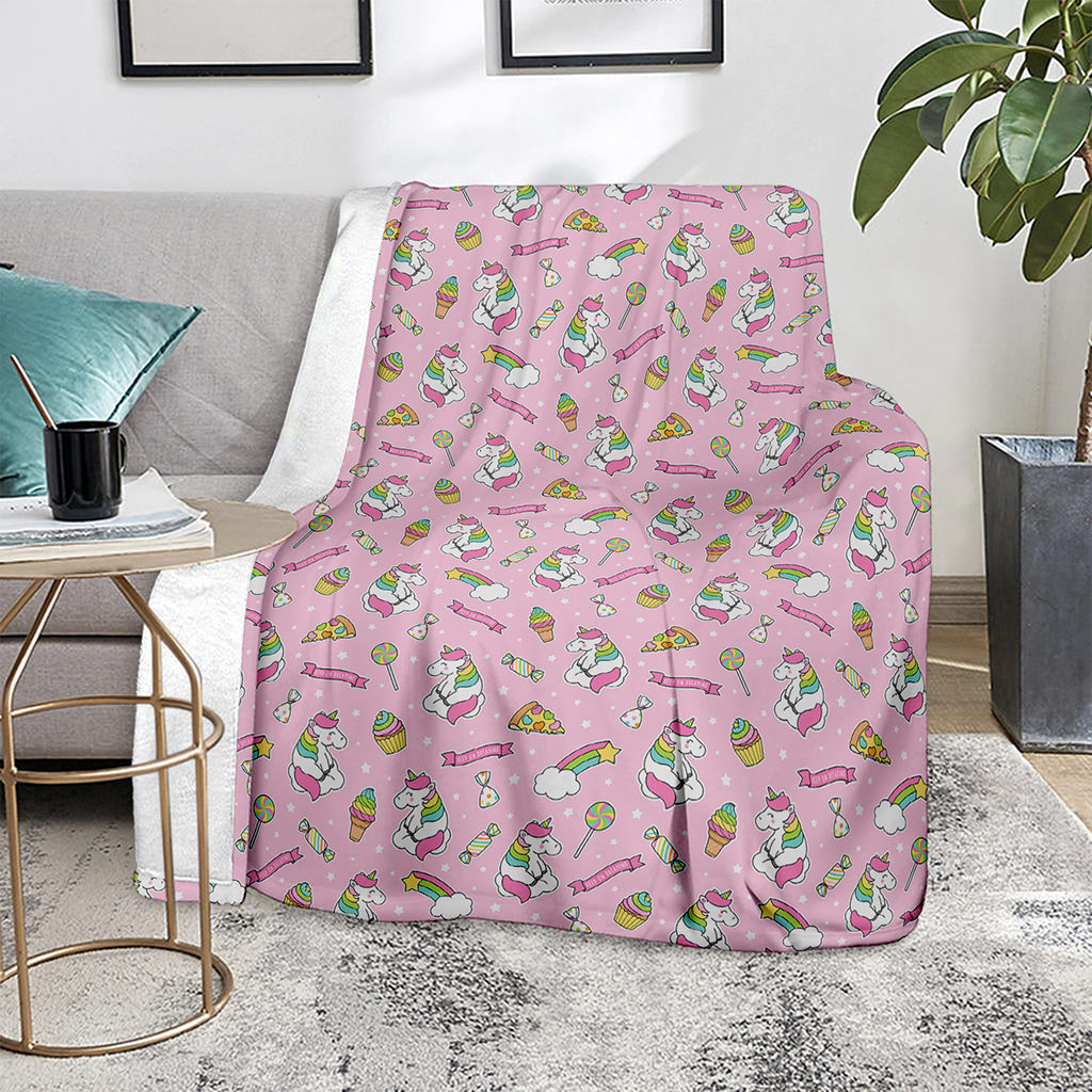 Pink Girly Unicorn Pattern Print Blanket